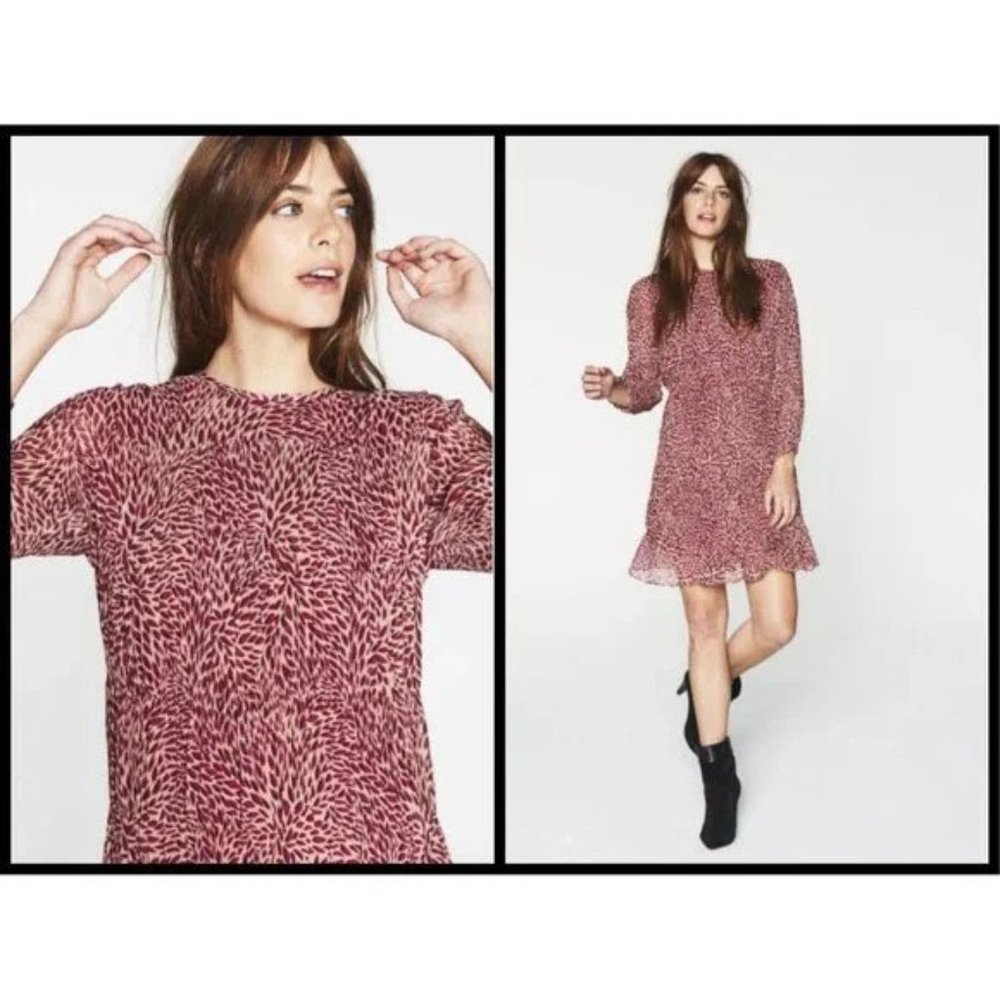 BA&SH Grace Chiffon Mini Dress ~ Rose S (1) NWT - Picture 3 of 12